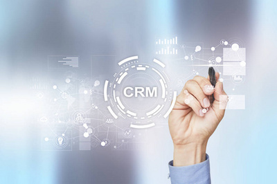 Crm-客户关系管理自动化系统软件。商业和技术概念
